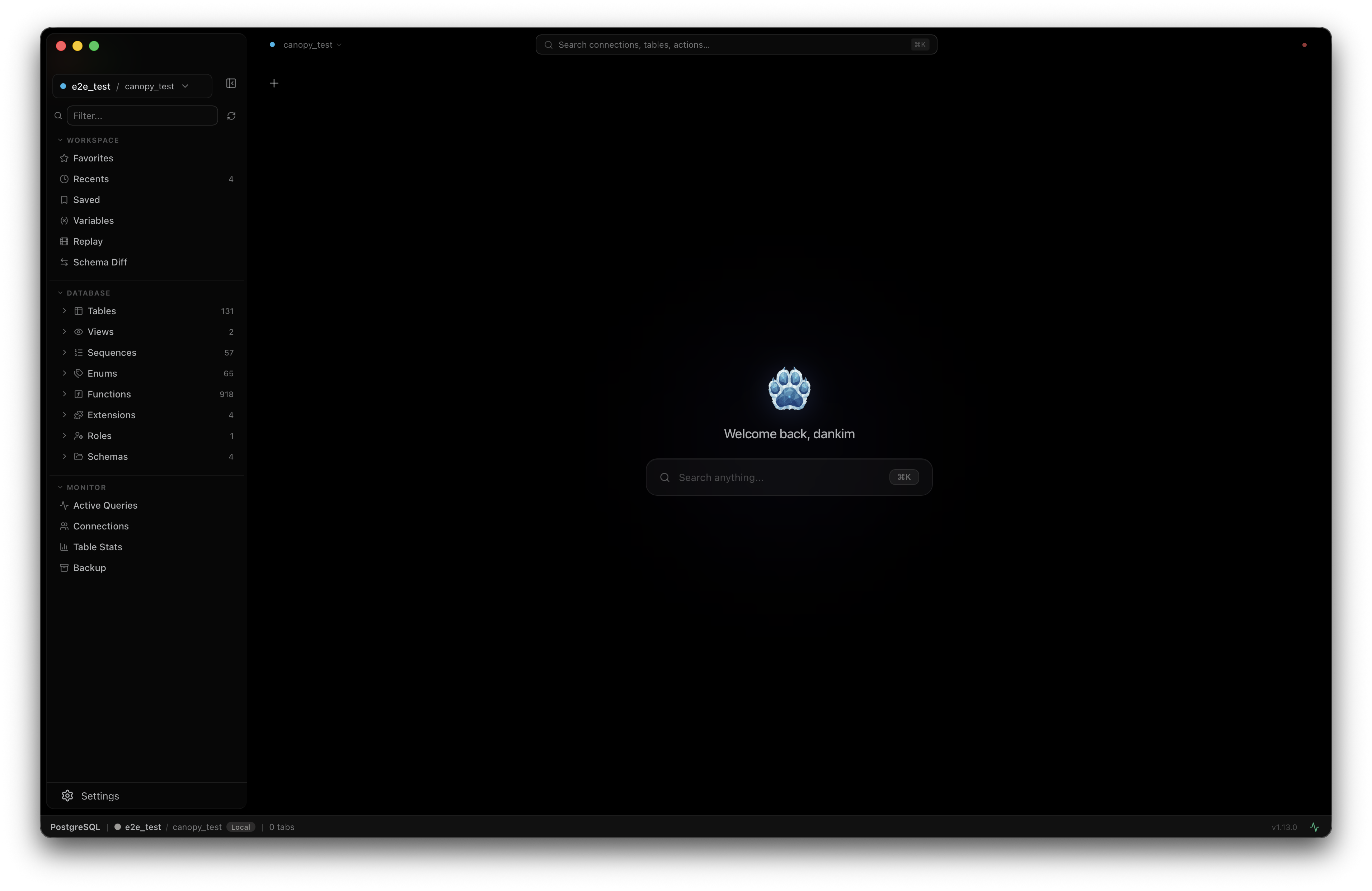 tpaw — PostgreSQL database browser with schema navigation and data grid